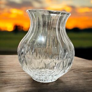 Heavy Lead Crystal Clear Glass Vase Diamond Pattern